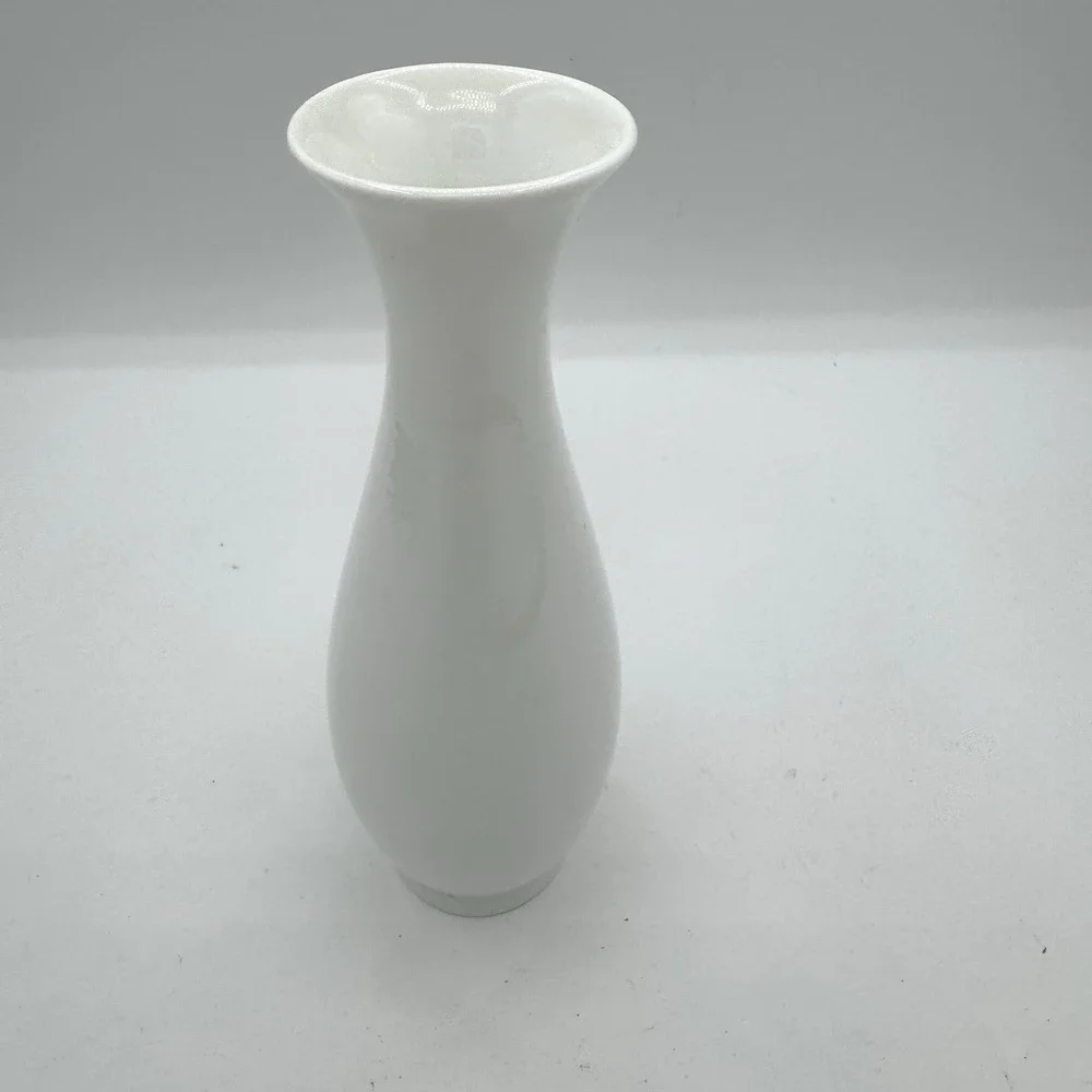 Vintage Floral White Porcelain Bud Vase Transferware MCM Taiwan Cottagecore